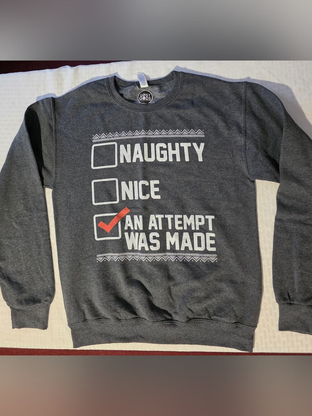 NWOT Men's Charcoal Gray Crewneck Sweatshirt - 'An Attempt Was Made' Graphic